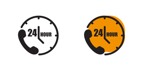 Call center 24 hours icon, Operator customer support symbol, Help center