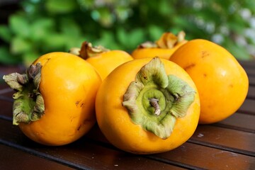 View of persimmon fruit in Sapanca, Sakarya, Turkey.