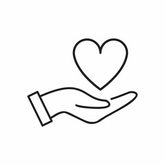 Fototapeta premium Line icon-heart in hand