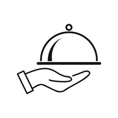 Line icon- hand with a tray