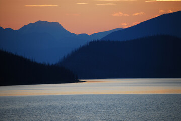 SUNSETS- Canada- Silhouettes of Mountains and Sunset Reflections