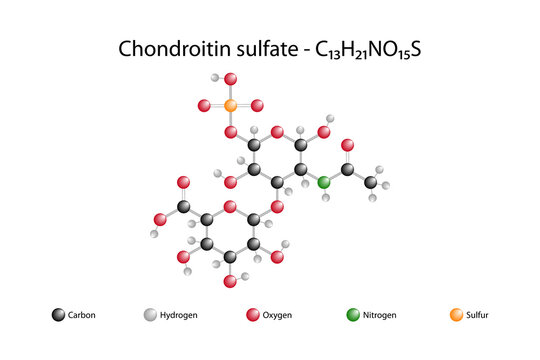 Molecular formula of chondroitin sulfate. Chondroitin sulfate is a sulfated glycosaminoglycan composed of a number of alternative sugars.