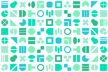 イラスト 幾何学 模様 図形 背景 ベクター  画像 素材 緑色 青緑色 青
