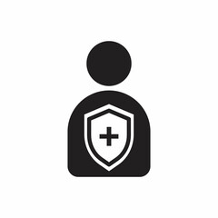 Patient icon. Black filled illustration. Patient symbol on white background.