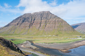 Fototapeta premium The beautiful nature of Bolungarvik in west Iceland