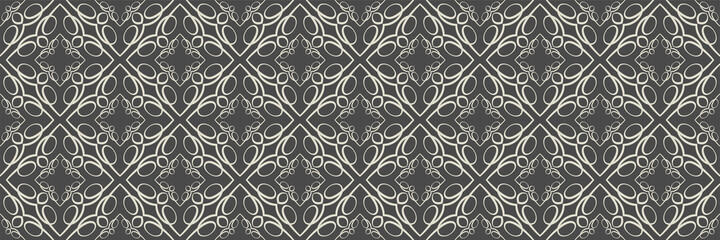 Beautiful background images with ornament in the style of a kaleidoscope on a black background for your design. Seamless background for wallpaper, textures. Vector illustration.