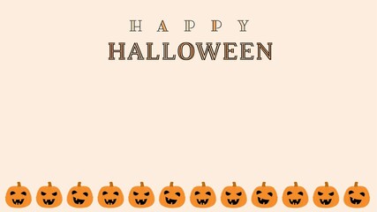 Happy Halloween Banner, with happy and evil carved pumpkin faces, hand drawn vectors