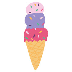 Ice cream with a waffle tube. Vector illustration.