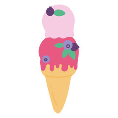 Ice cream with a waffle tube. Vector illustration.