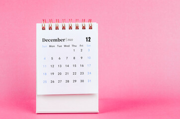 Obraz na płótnie Canvas Decembert 2022 desk calendar