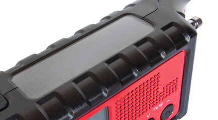 Solar panel on an emergency radio