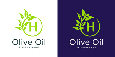 Letter n olive oil logo design template