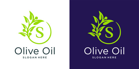 Fototapeta na wymiar Letter s olive oil logo design template