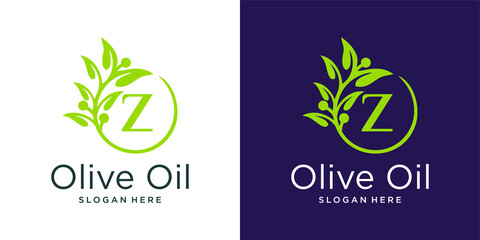 Letter z olive oil logo design template