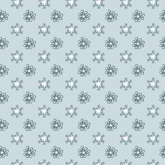 Christmas card with unique hand drawn snowflake seamless pattern. Happy original vector illustration.