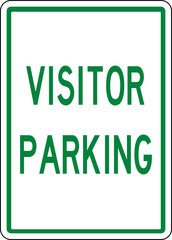 Visitor parking sign. Green outline background. Traffic signs and symbols.