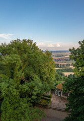 Country landscape over castle Schaumburg in Germany