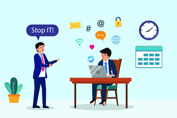 Male manager prohibiting his employee to using social media at office hour