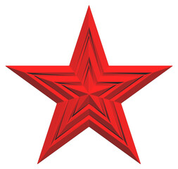 Obraz premium 5 point star - Christmas Star - red single isolated on white - 3d rendering