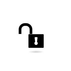 Unlocked icon with shadow isolated on white background