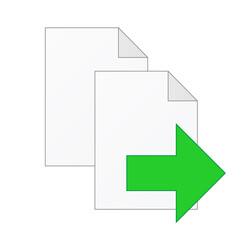 File computer document icon with copy or move arrow isolated on white background