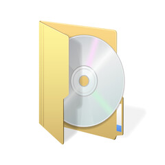 File computer folder with compact disk icon isolated on white background