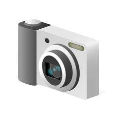 Volumetric photo camera icon isolated on white background