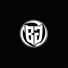 BG Logo monogram shield shape with three point sharp rounded design template