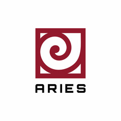 Goat Ram Sheep Horn Square Aries Logo Design Vector