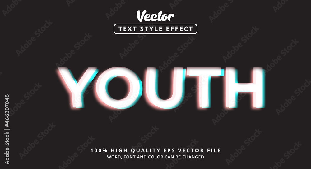 Poster editable text effects youth text with modern color style and motion text