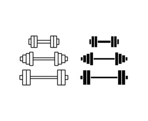 set of dumbell weight training equipment vector icon