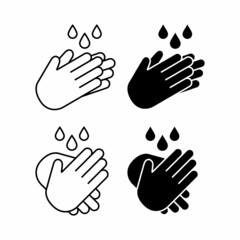 Obraz premium washing hand with soap to prevent virus and bacteria solid and line art style vector icon