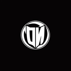 DN Logo monogram shield shape with three point sharp rounded design template