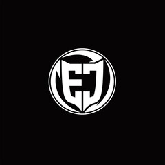 EC Logo monogram shield shape with three point sharp rounded design template