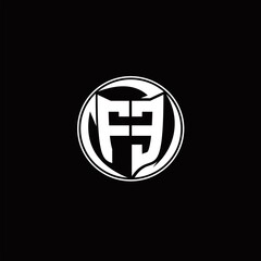 Fototapeta premium FE Logo monogram shield shape with three point sharp rounded design template