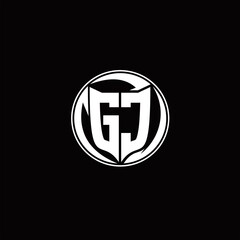 Obraz premium GC Logo monogram shield shape with three point sharp rounded design template