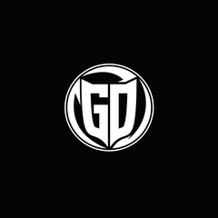 GD Logo monogram shield shape with three point sharp rounded design template