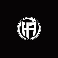 Obraz premium HF Logo monogram shield shape with three point sharp rounded design template