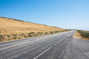 landscape on the road in Antelope island state park in salt lake city in Utah