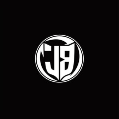 JB Logo monogram shield shape with three point sharp rounded design template