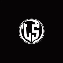 LS Logo monogram shield shape with three point sharp rounded design template