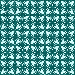 Fototapeta premium Aegean teal mottled rustic circle linen texture background. Summer dotted coastal living style. Light turquoise blue cloth effect textile seamless pattern. Washed out beach cottage fabric material. 