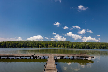 Pier on the pond Jenoi-to, Hungary