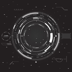 Obraz na płótnie Canvas HUD UI Futuristic Geometric Circle Structure Shape Game Target Vector Set. Aiming Virtual Reality Monitoring Information Infographic Illustration.
