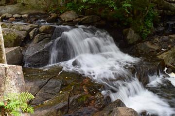 Close up of idyllic waterfall on rocks in Canada