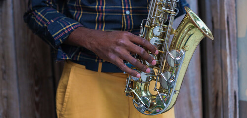 man playing a saxophone Stock photo Royalty free