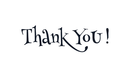 Thank You Text Hand Drawn Lettering Calligraphy isolated on White Background. Flat Vector Design Template Element for Greeting Cards.