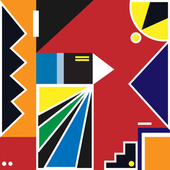 Geometric minimalist artwork poster with simple shapes and images. Abstract vector pattern design. Vector illustration.