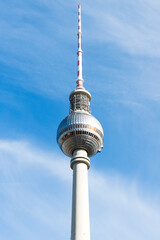 Berlin TV tower under a clear blue sky