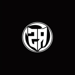 Fototapeta premium ZR Logo monogram shield shape with three point sharp rounded design template